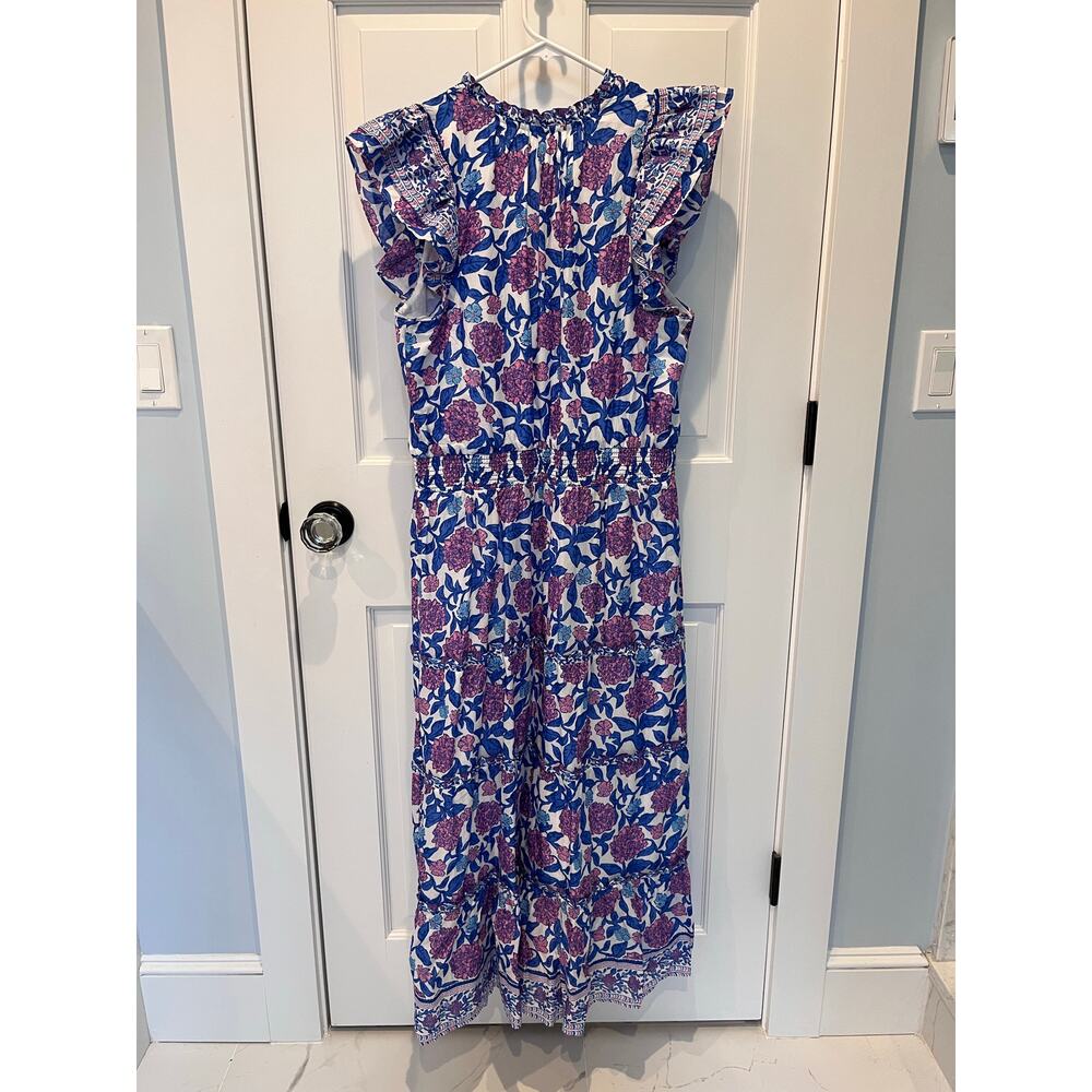 Vineyard Vines Printed Maxi Dress Hydrangea-White L - Picture 6 of 10